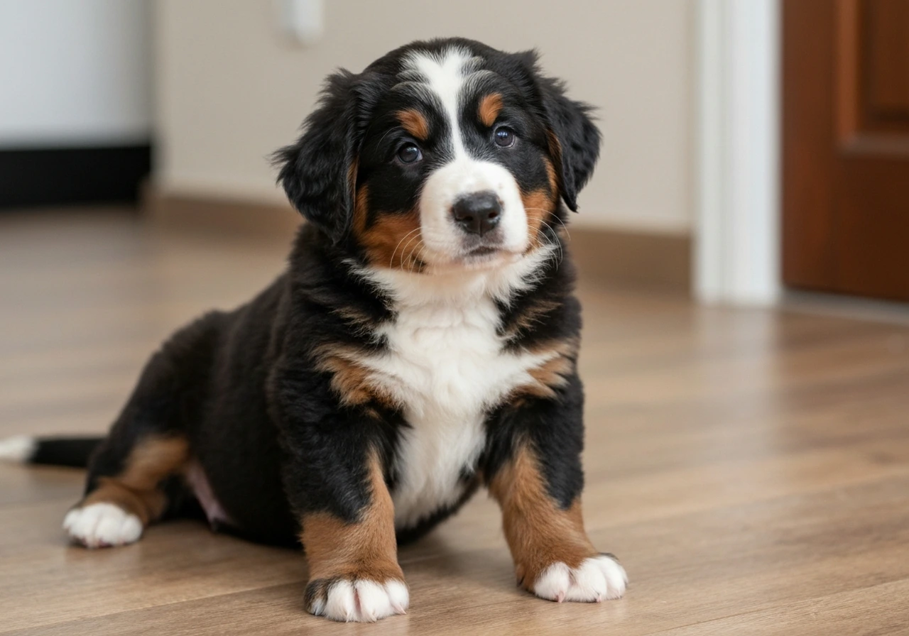 An older returned dog resting in the breeder&rsquo;s living room